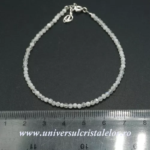 Bratara piatra lunii alba rotund fatetat - 2,4mm Bratara piatra lunii alba rotund fatetat - 2,4mm