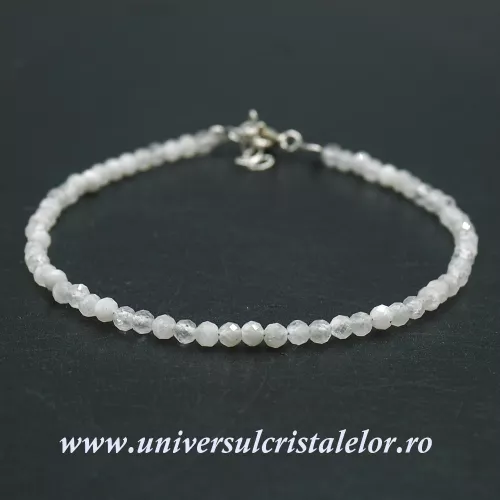 Bratara piatra lunii alba rotund fatetat - 3mm Bratara piatra lunii alba rotund fatetat - 3mm