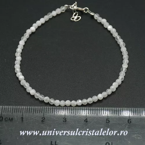 Bratara piatra lunii alba rotund fatetat - 3mm Bratara piatra lunii alba rotund fatetat - 3mm