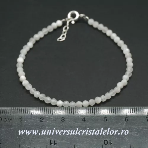 Bratara piatra lunii alba rotund fatetat - 3,4mm Bratara piatra lunii alba rotund fatetat - 3,4mm
