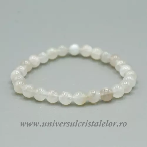 Bratara piatra lunii alba rotund - 6 mm Bratara piatra lunii alba rotund - 6 mm