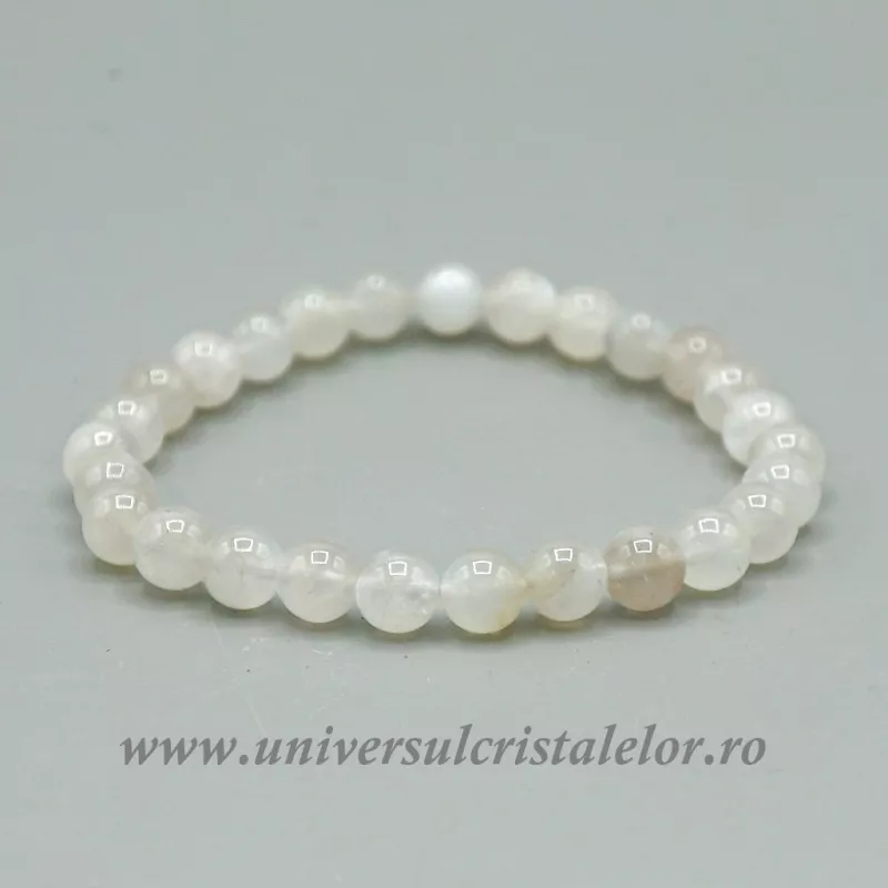 Bratara piatra lunii alba rotund - 6 mm Bratara piatra lunii alba rotund - 6 mm