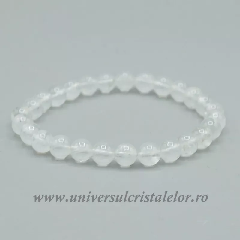 Bratara piatra lunii alba rotund - 6 mm