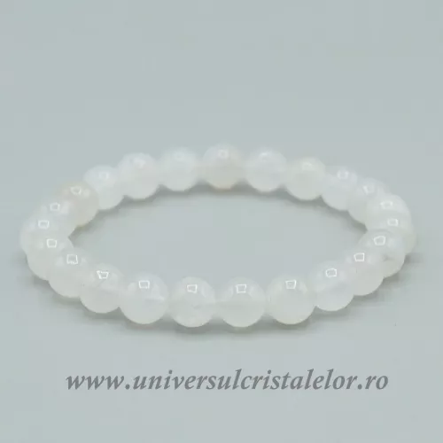Bratara piatra lunii alba rotund - 8 mm Bratara piatra lunii alba rotund - 8 mm