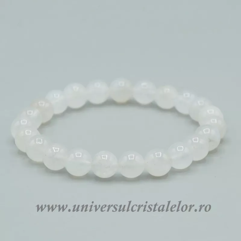 Bratara piatra lunii alba rotund - 8 mm Bratara piatra lunii alba rotund - 8 mm