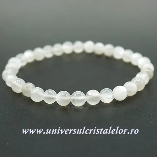 Bratara piatra lunii alba rotund - 6 mm Bratara piatra lunii alba rotund - 6 mm