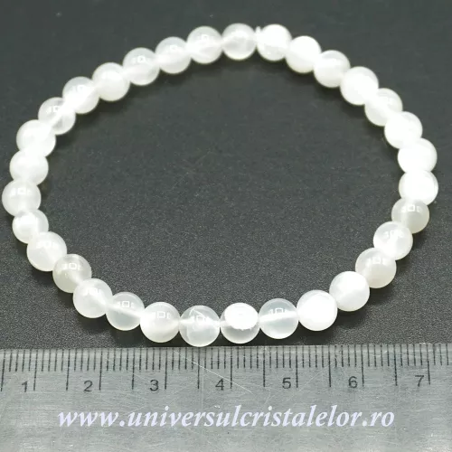 Bratara piatra lunii alba rotund - 6 mm Bratara piatra lunii alba rotund - 6 mm