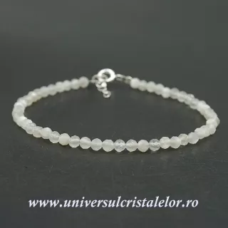 Bratara piatra lunii alba rotund fatetat - 3 mm