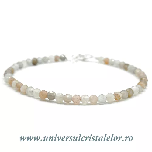 Bratara piatra lunii multicolora rotund fatetat - 3.5 mm Bratara piatra lunii multicolora rotund fatetat - 3.5 mm