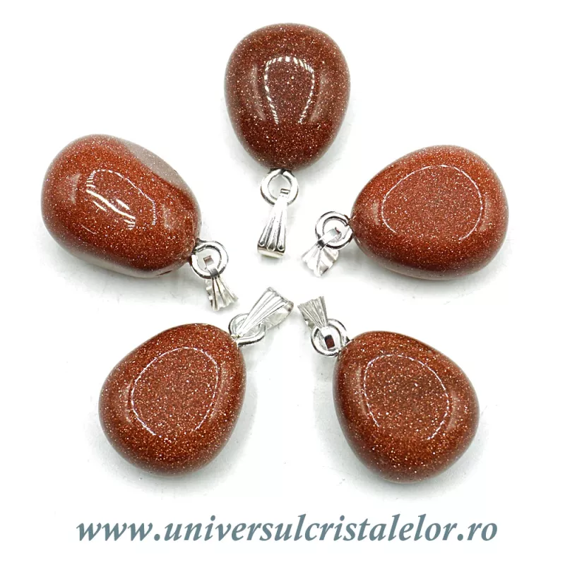 Pandantiv Gold stone (Piatra soarelui artificială) Pandantiv Gold stone (Piatra soarelui artificială)