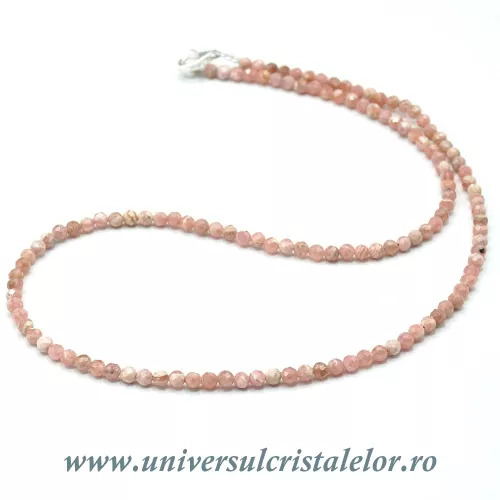 Colier rodocrozit rotund fatetat - 3 mm Colier rodocrozit rotund fatetat - 3 mm