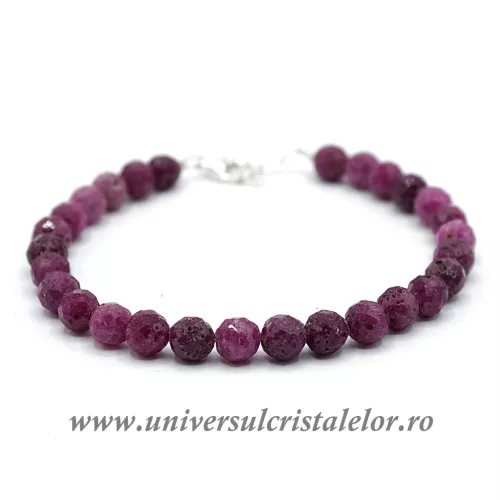 Bratara rubin rotund fatetat - 6 mm