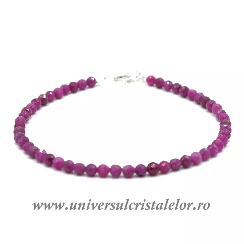 Bratara rubin rotund fatetat - 3.4mm