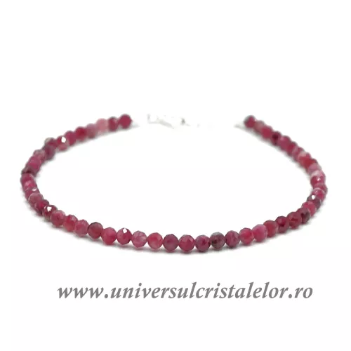 Bratara rubin rotund fatetat - 3.4mm