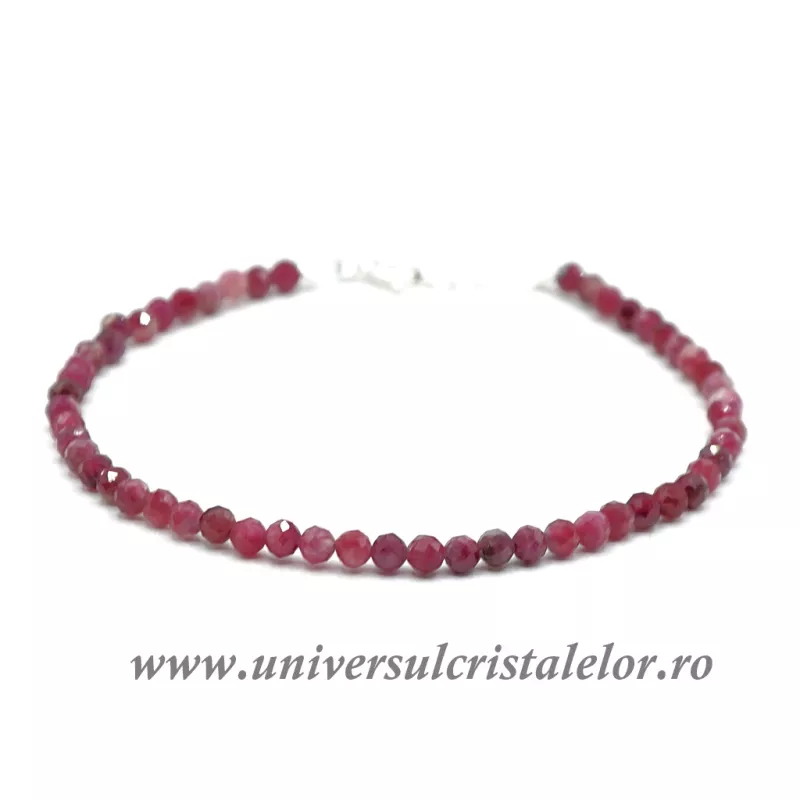 Bratara rubin rotund fatetat - 3.4mm