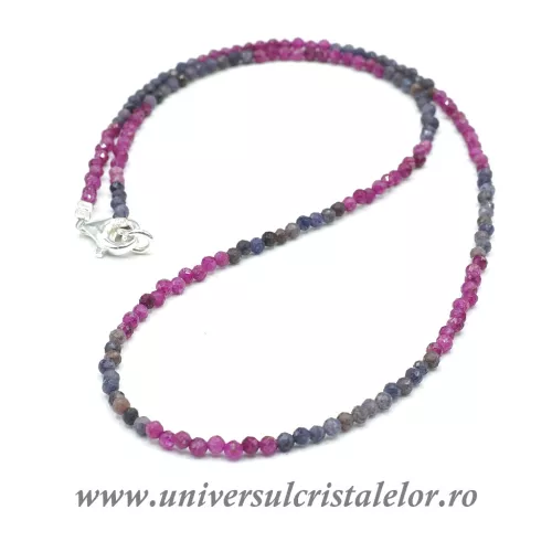 Colier mixt rubin safir rotund fatetat - 2.4 mm Colier mixt rubin safir rotund fatetat - 2.4 mm