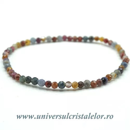 Bratara safir multicolor rotund fatetat pe elastic - 3mm Bratara safir multicolor rotund fatetat pe elastic - 3mm