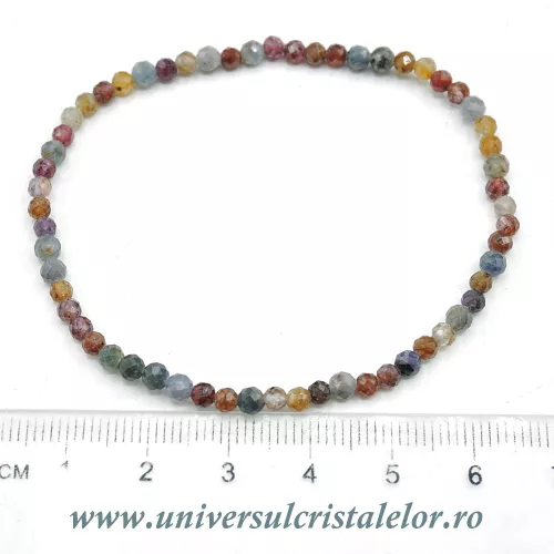 Bratara safir multicolor rotund fatetat pe elastic - 3mm Bratara safir multicolor rotund fatetat pe elastic - 3mm