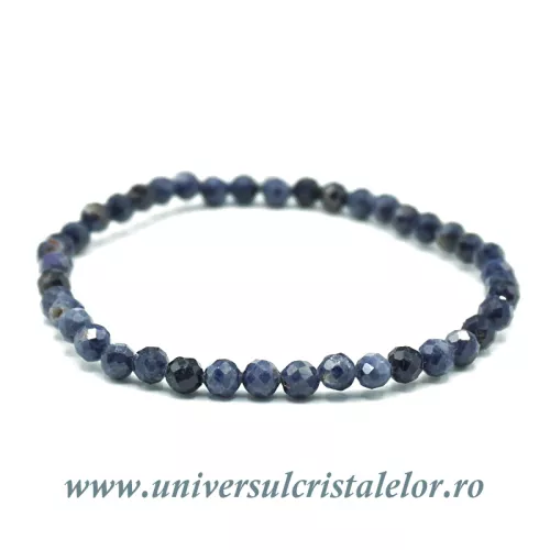 Bratara safir albastru rotund fatetat pe elastic - 3.5mm Bratara safir albastru rotund fatetat pe elastic - 3.5mm