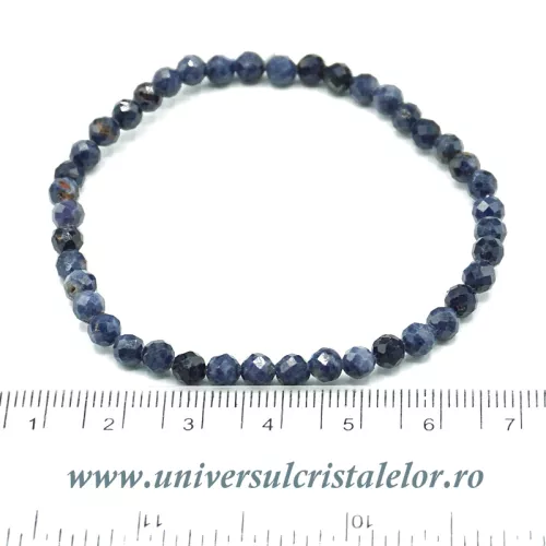 Bratara safir albastru rotund fatetat pe elastic - 3.5mm Bratara safir albastru rotund fatetat pe elastic - 3.5mm