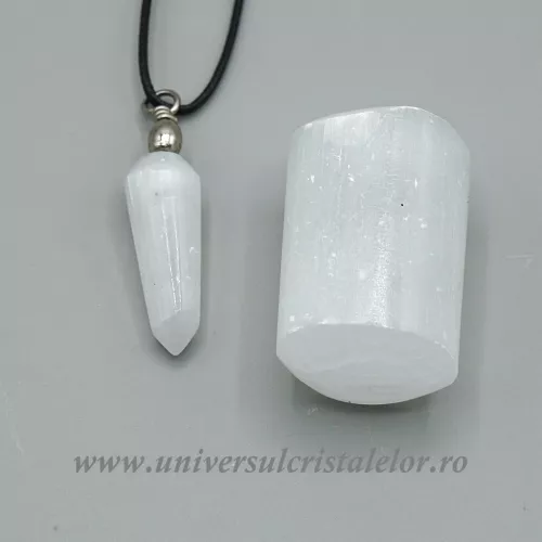 Set selenit ( pandantiv plus piatra rulata ) m6 Set selenit ( pandantiv plus piatra rulata ) m6