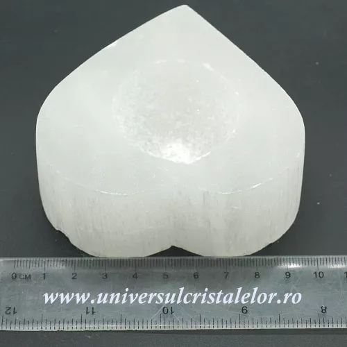 Suport lumanare selenit inima Suport lumanare selenit inima