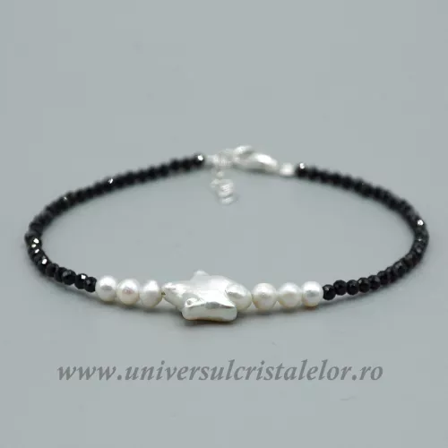 Bratara spinel rotund fatetat cu perle m2- 2,3 mm