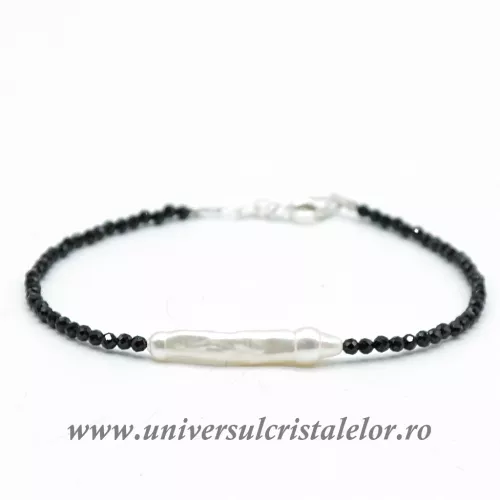 Bratara spinel rotund fatetat cu perle - 2,3 mm
