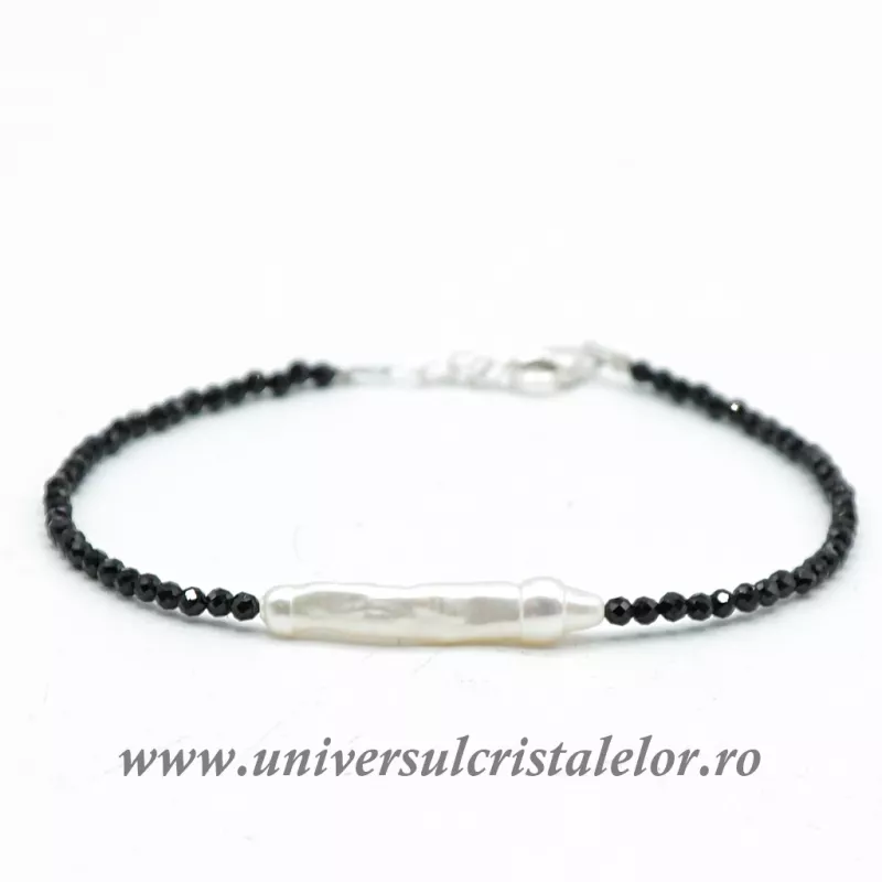 Bratara spinel rotund fatetat cu perle - 2,3 mm