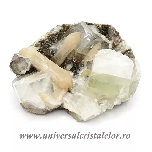 Stilbit cu apofilit verde unicat m01