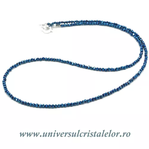 Colier cobalt aura rotund fatetat - 2 mm Colier cobalt aura rotund fatetat - 2 mm