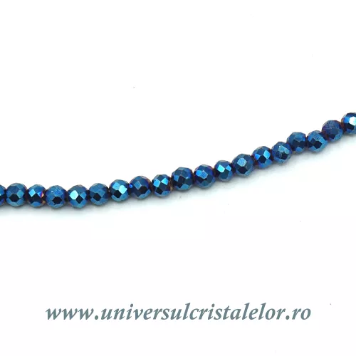 Colier cobalt aura rotund fatetat - 2 mm Colier cobalt aura rotund fatetat - 2 mm