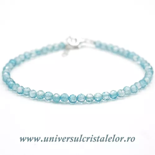 Bratara topaz albastru rotund fatetat - 3,5mm Bratara topaz albastru rotund fatetat - 3,5mm