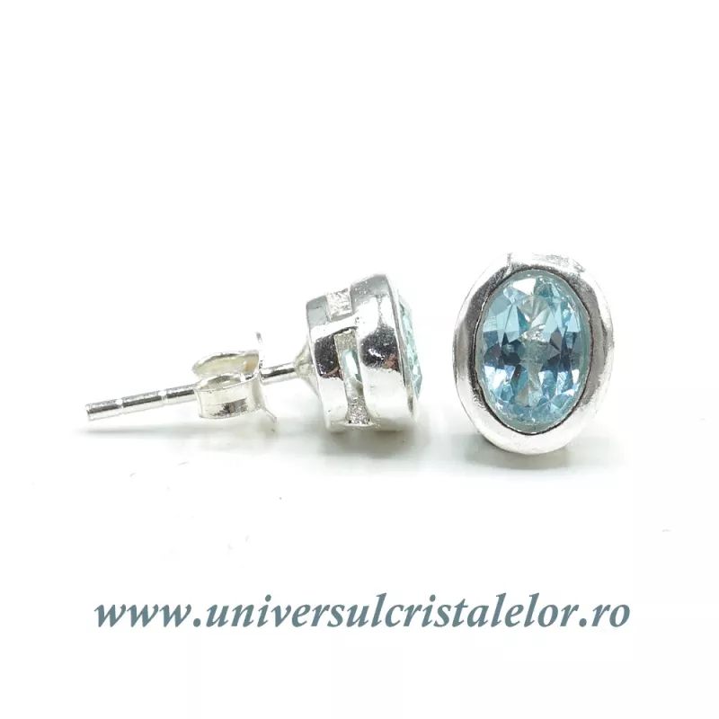 Cercei topaz fatetat oval - 7 / 9 mm Cercei topaz fatetat oval - 7 / 9 mm