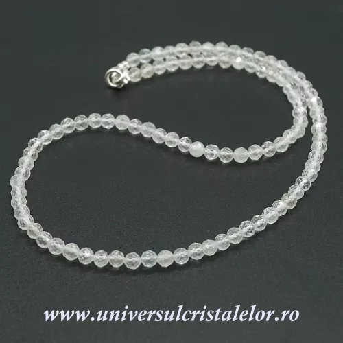 Colier topaz alb rotund fatetat 4 mm Colier topaz alb rotund fatetat 4 mm