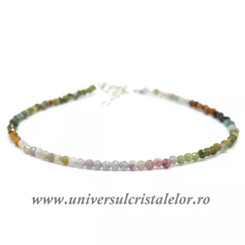 Bratara turmalina multicolora rotund fatetat - 2 mm Bratara turmalina multicolora rotund fatetat - 2 mm