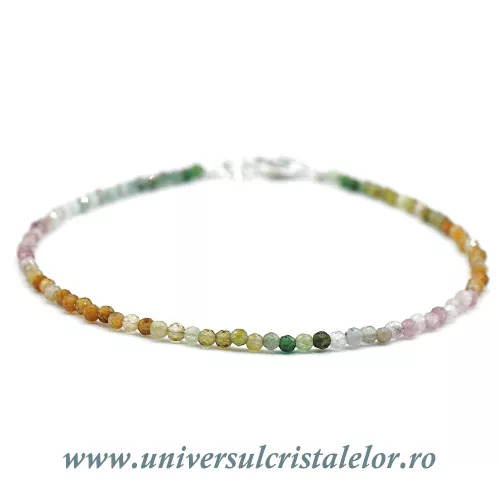 Bratara turmalina multicolora rotund fatetat - 2 mm Bratara turmalina multicolora rotund fatetat - 2 mm