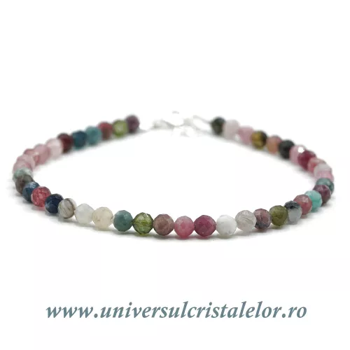 Bratara turmalina multicolor rotund fatetat - 4 mm Bratara turmalina multicolor rotund fatetat - 4 mm