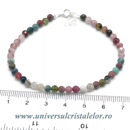 Bratara turmalina multicolor rotund fatetat - 4 mm Bratara turmalina multicolor rotund fatetat - 4 mm