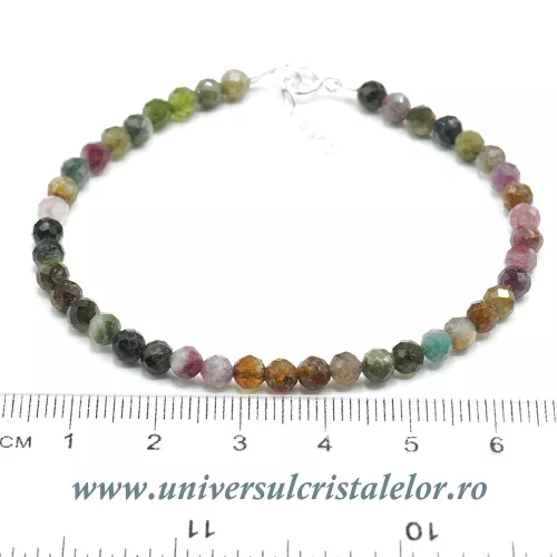 Bratara turmalina multicolor rotund fatetat - 4,2mm Bratara turmalina multicolor rotund fatetat - 4,2mm