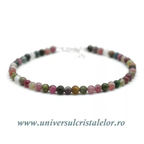 Bratara turmalina multicolor rotund slefuit - 4 mm Bratara turmalina multicolor rotund slefuit - 4 mm