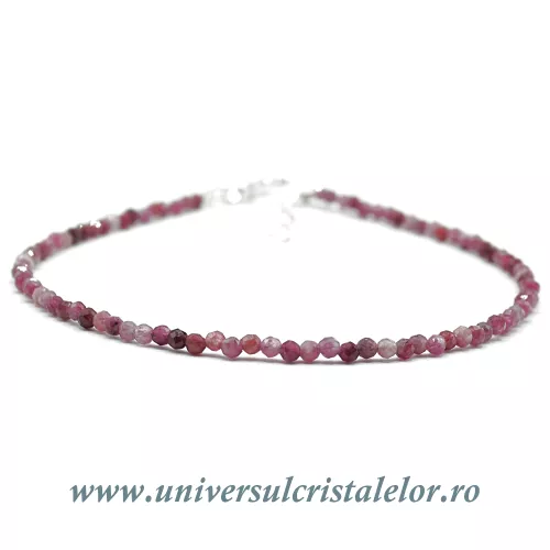 Bratara turmalina rosie rotund fatetat - 2 mm Bratara turmalina rosie rotund fatetat - 2 mm
