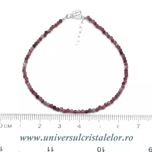 Bratara turmalina rosie rotund fatetat - 2 mm Bratara turmalina rosie rotund fatetat - 2 mm