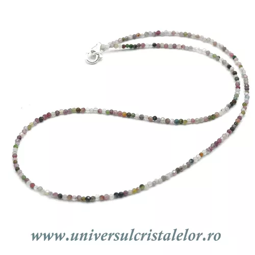 Colier turmalina multicolor rotund fatetat - 2.1mm Colier turmalina multicolor rotund fatetat - 2.1mm