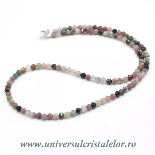 Colier turmalina multicolor rotund fatetat - 4.1mm Colier turmalina multicolor rotund fatetat - 4.1mm