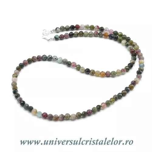 Colier turmalina multicolor rotund fatetat - 4,2mm Colier turmalina multicolor rotund fatetat - 4,2mm