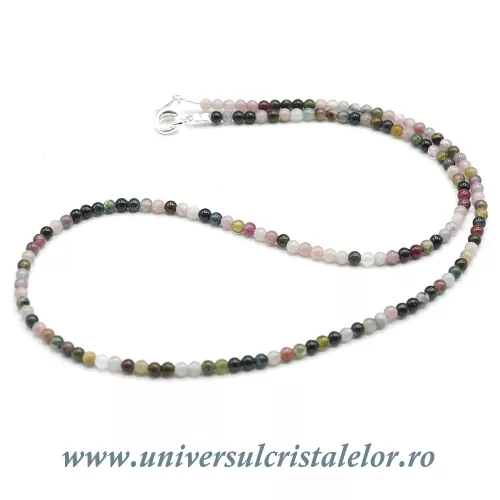 Colier turmalina multicolor rotund slefuit - 3 mm Colier turmalina multicolor rotund slefuit - 3 mm