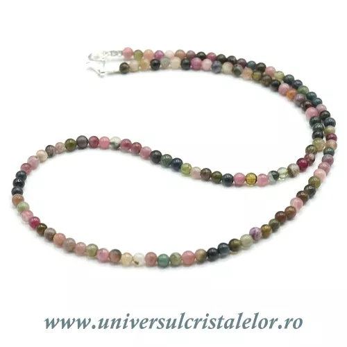Colier turmalina multicolor rotund slefuit - 3.8mm Colier turmalina multicolor rotund slefuit - 3.8mm