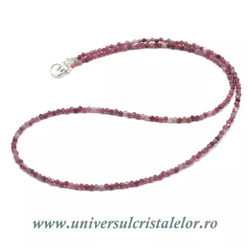 Colier turmalina rosie rotund fatetat - 2 mm Colier turmalina rosie rotund fatetat - 2 mm