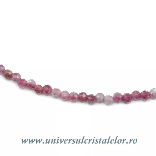 Colier turmalina rosie rotund fatetat - 2 mm Colier turmalina rosie rotund fatetat - 2 mm